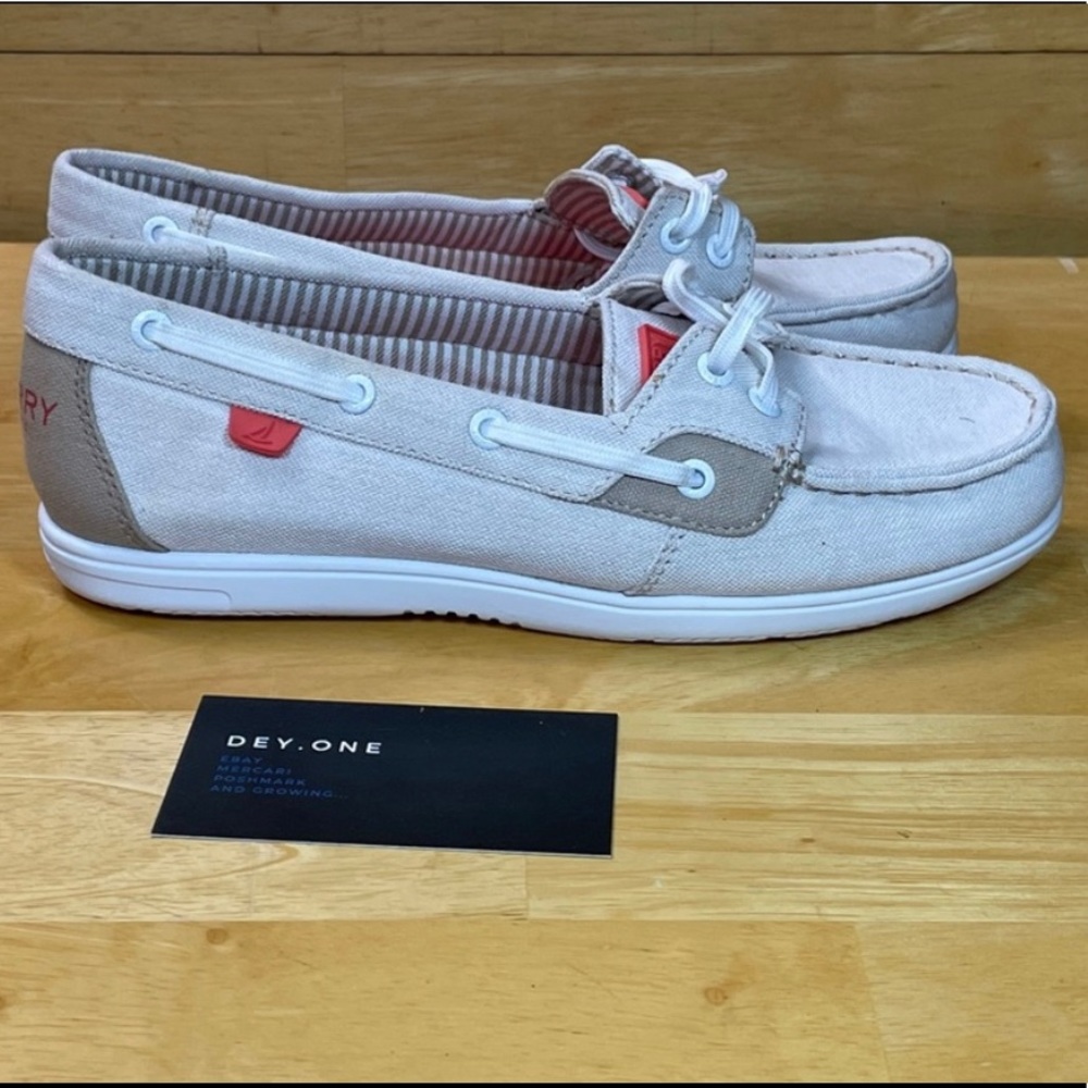 Sperry Top Sider Cream White Red Loafer